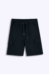 Boy Black Cotton  Cargo Shorts(Knee Length)